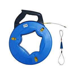 Leyicy 通線ワイヤー 30m 通線収納ケース付け スチールワイヤー 通線工具 屋根裏などに配線、通線、入線専用ツイスト形状のワイヤー