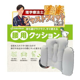 【背中まで支えられる大判タイプ】 腰枕 腰 クッション 【理学療法士監修】 新幹線 飛行機 オフィス エアー 背もたれ 持ち運び