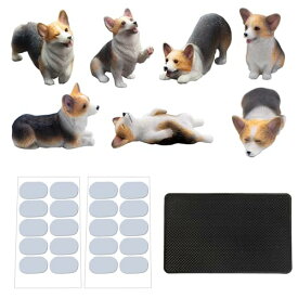 Felimoa ミニチュアフィギュア 犬 コーギー 粘着シール20枚 滑り止めマット付属 7種セット (セットB)