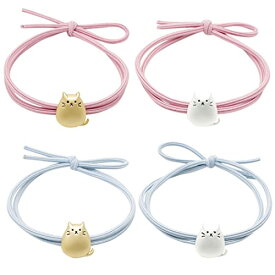 HAMILO ヘアゴム ねこ ヘアアクセサリー レディース ゴム 4色セット