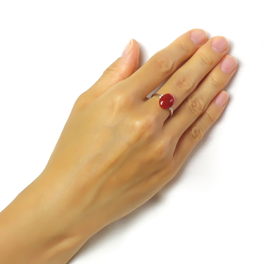 楽天市場最高級血赤日本産赤珊瑚 オーバル  指輪