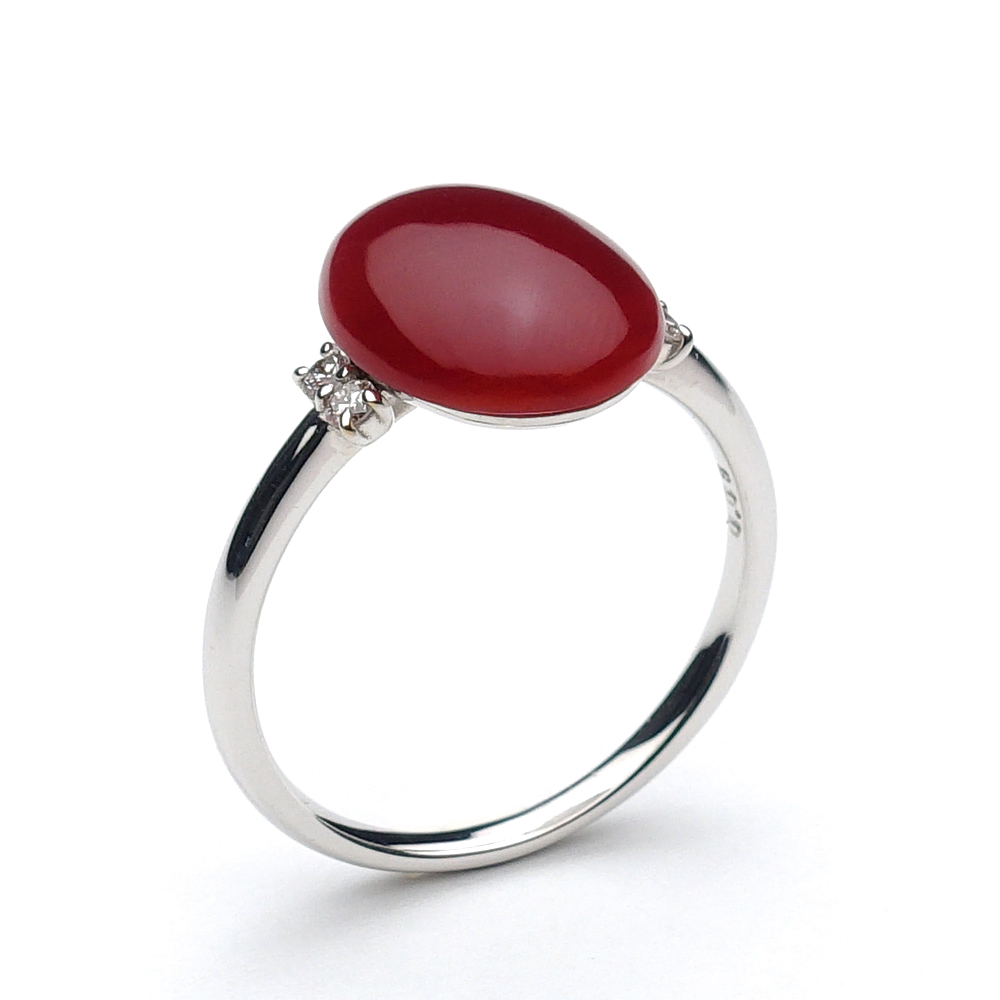 楽天市場】【最高級】【血赤】日本産赤珊瑚 オーバル K18WG 指輪 