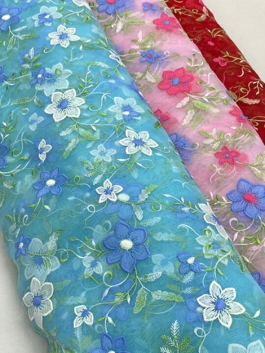 楽天市場】190035 花柄 オーガン 刺繍 レース 生地 布 布地 ハリ感 