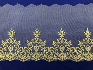 700275 チュール ラメ 刺繍 レース付属 ブライダル ウェディング 発表会 舞台 コーラス コスプレ ステージ 装飾 ブレード 衣装生地 コスチューム ドレス リメイク ハンドメイド 手作り 刺繍