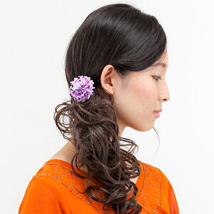 【ポイント10倍】和紋ポンポン菊のヘアゴム【楽ギフ_包装】【10P30May15】造花夏祭り浴衣髪飾り