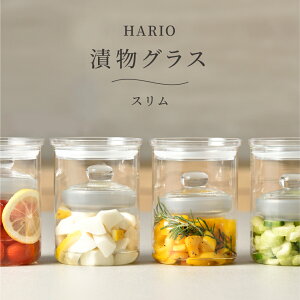 HARIO ハリオ 漬物グラス スリム 800ml 漬物容器 漬物 容器 浅漬け 浅漬 陶器 保存容器 ガラス漬物容器 耐熱ガラス製 つけもの容器 ピクルス カクテキ 冷蔵庫 お手軽サイズ 電子レンジ コンパク