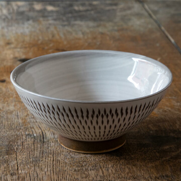 楽天市場 とびかんな飯碗 中 小石原焼 飛び鉋 刷毛目 伝統工芸 茶碗 陶器 小鉢 手づくり 福岡県 宝山窯 食卓 豊かな暮らしの道具店 のレン