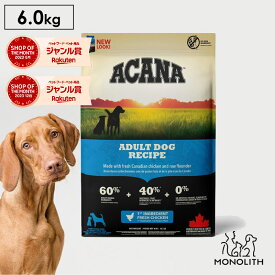アカナ アダルトドッグレシピ 6kg 6キロ ACANA あす楽 ドッグフード 犬 正規品 鶏 カレイ 成犬 ドライフード 犬用 体重管理 肥満 7歳以上 筋肉 糖尿病 予防 全ライフステージ用 ペットフード 無添加