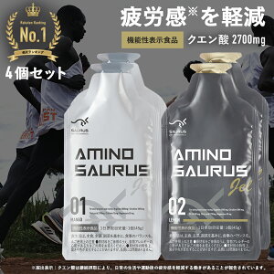 AMINOSAURUS GEL アミノサウルス ジェル アルギニン 2種各2合計4個入 (マンゴー・レモン) 国産 機能性表示食品 マラソン 補給食 ジェル ランニング 補給食 フル マラソン完走セット 長距離ランナ