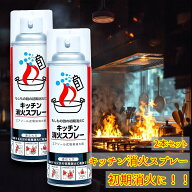 【2本セット】 キッチン 消火スプレー エアゾール式簡易消火具 消火器 消化器 火消し 家庭用 厨房 飲食店…