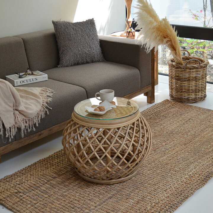 楽天市場】送料無料 ラタン・ラウンド ティーテーブル《モノ》サイド  