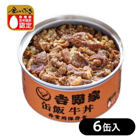 【6缶セット】吉野家 缶飯 牛丼 1缶160g 6個入 よしのや ぎゅうめし ぎゅうどん 吉牛 缶詰 非常食 保存食 アウトドア 災害時 避難