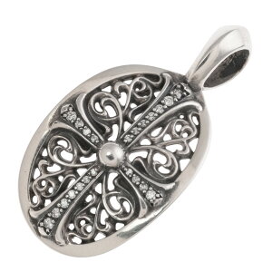 Nn[c CHROME HEARTS NVbNI[o PAVE DIA CLASSIC OVAL yVo[lbNXgbv `[ pF _Chz lbNX y_g Vo[925 Y fB[X lC K