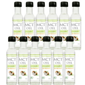 オーガニック MCTオイル 有機JAS認証 250ml 12個セット 1ケース 【賞味期限2025年9月21日】ココガーデン ココナッツ由来 中鎖脂肪酸100% カプリル酸60％ 無添加 無農薬
