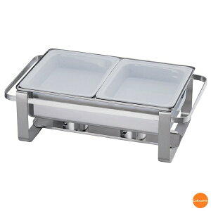 KINGO 角チェーフィング フルサイズ オープンスタイル 陶器フードパン 1/2タイプ 2102-2FN-PA210 NTE-L0[関連:キンゴー 業務用 バンケットウェア チェーフィング フード ウォーマー バイ