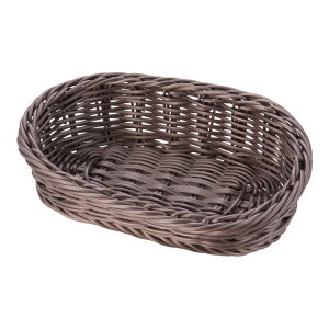 樹脂アメニティバスケット 小判 こげ茶 中 ZAM-04[関連:萬洋 WashLine 業務用 洗えるバスケット 樹脂製 食器洗浄機対応 籐かご 盛りかご パン フルーツ アメニティ− 小物入れ ホテル 旅館