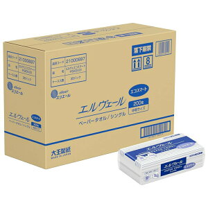 エルヴェール ペーパータオル エコスマート シングル 中判サイズ 200枚入x35パック KTO-75【ケース販売】[関連:大王製紙 業務用 手洗い用品 消耗品 感染予防 トイレ キッチン 使い捨