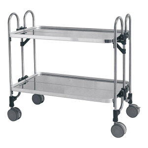 アボジワゴン 2段 折りたたみ式 KEAW-2 HAB-09【メーカー直送品】【代引不可】[関連:トクヤマ 業務用 日本製 ステンレス製 キッチンワゴン 配膳車 サービスカート バッシングカート 2段