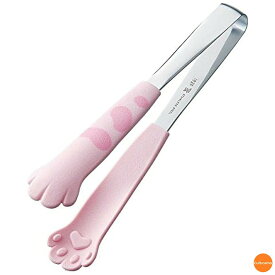 卓上トング　きゃっちだにゃん　たま　桃　1139　BTV-D5[関連：田辺金具 日本製 調理小物 抗菌 耐熱 食器洗浄機対応 かわいい 猫 肉球 トング ベーカリー サラダ ビュッフェ バイキング]