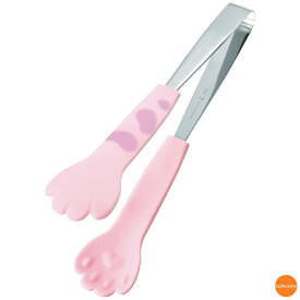 でかにゃんこトング　24cm　たま　桃　2518　BTV-I9[関連：田辺金具 日本製 調理小物 抗菌 耐熱 食器洗浄機対応 かわいい 猫 肉球 トング ベーカリー サラダ ビュッフェ バイキング]