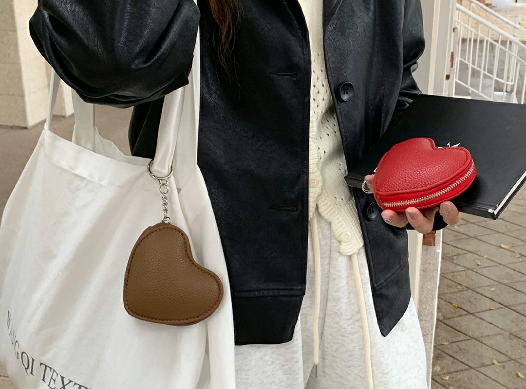 小物入れに 名入れ対応ハート型ポーチ