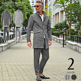 セットアップ メンズ スーツ ストレッチ 秋 冬 ストライプ チェスターコート カジュアルスーツ おしゃれ イケオジ メンズファッション 2025新作