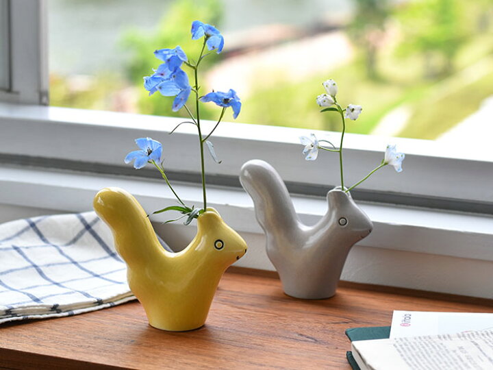 楽天市場 En Liten Van エンリトゥンヴァン Squirrel スクイレル りす 鹿児島睦 かごしままこと 花器 花瓶 陶器 置物 オブジェ ギフト Cortina 北欧生地と雑貨のお店