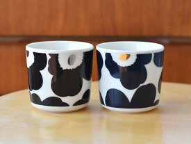 marimekko マリメッコ ラテマグ 2色セット UNIKKO ウニッコ ブラック×シルバー ネイビー×ゴールド 200ml 2023AW