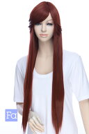 ロング ストレート 77cm【レッドブラウン】【ウィッグネット付】コスプレウィッグ 耐熱 ハロウィン 夏コ…