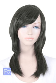 コスプレウィッグ ウルフレイヤー【スティールブラック】【ウィッグネット付】コスプレウィッグ 耐熱 パーティー コスチューム 変装 仮装 アニメ 学園祭 新年会 (wlf-t0405)