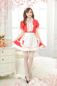 コスプレメイドメイド服アリス不思議の国のアリスコスプレ衣装女性コスプレセクシー大人赤ワンピース萌え系ミニ丈ワンピース付け襟エプロンカチューシャコスチューム