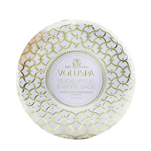 {Xp 3 Wick Decorative Tin Candle - Eucalyptus  White SAe 12oz Voluspa 3 Wick Decorative Tin Candle - Eucalyptus  White SAe 340g  yyVCOʔ́z