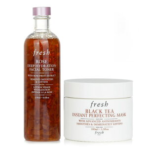 �t���b�V�� Fresh Black Tea Instant Perfecting Mask + Rose Deep Hydration Facial Toner 2pcs �������� �y�y�V�C�O�ʔ́z