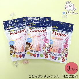 こども専用フロス FLOOSSY! (フロッシー) 3パック (90本) | デンタルフロス 子供 子ども キシリトール 配合 味付き 歯科専売品