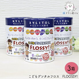こどもデンタルフロス　FLOOSSY! (フロッシー) 60本入×3箱 | デンタルフロス 子供 子ども キシリトール 配合 味付き 歯科専売品