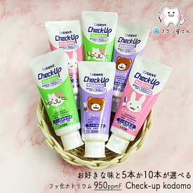 LION DENT. Check up Kodomo 60g お好きな味が選べる 5本/10本 | 歯磨き粉 チェックアップ コドモ 子供 グレープ アップル ストロベリー フッ素 (950ppmF) まとめ買い 歯科専売品