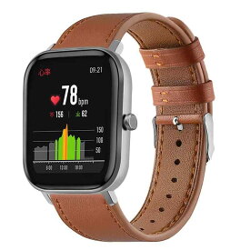 20mm Genuine Leather Style Watch Bands Compatible with Amazfit Bip U Pro/Bip S Lite,Replacement Watch Band for Amazfit GTS/GTS 2/ GTS 2e/ GTS 2 Mini/Bip/Bip Lite/Bip S/Bip U (Brown)