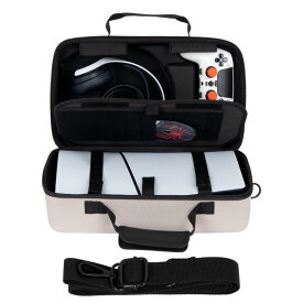 収納ケース PlayStation 5 Slim Disc &amp; Digital PS 5 コントローラーセットに適用 旅行用 カバン 防水 肩紐付き 便利 耐衝撃 保護 ボックス カーキ