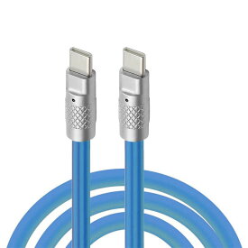 Cablecc Type C USB-CからUSB-C液体シリカゲル超軟120 W電源USB 2.0データ青色ケーブル急速充電ノートパソコンタブレット電話1 M