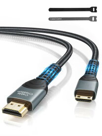 CableCreation マジックケーブルタイ付きMini HDMI to HDMI変換ケーブル, 高速データ転送4Kx2K HDMI to Mini HDMI 4Kケーブル,カメラ等に適用1M(3.3ft) /グレー
