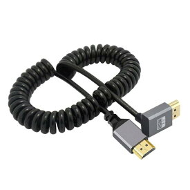 Cablecc 4K 60hz ストレッチ コイル状ケーブル オス HDMI 2.0 - オス HDMI 90 度角度アップ ラップトップ モニター HDTV コンピューター用