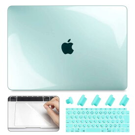 CISOO MacBook Air 13 インチ ケース A2179 A2337 対応 グリーン カバー 2020 新型 macbook air 13 ハードケース 薄型 透明 日本語 JIS配列 キーボードカバー トラックパッド 保護フィルム 防塵プラグ付き