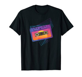 80'sカセットテープ レトロウェーブ シンセウェーブ サンセット Tシャツ