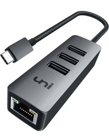 USB Type C LAN 4-in-1 ハブ uniAccessories 1000Mbps USB3.1 Gen 1*3ポート】Type C ハブ RJ45イーサネットポート / Gigabit対応/Thunderbolt 3 タイプ C 有線LAN 変換アダプタ、5Gbps高速データ転送、MacBook/Surface Book/iPad Pr