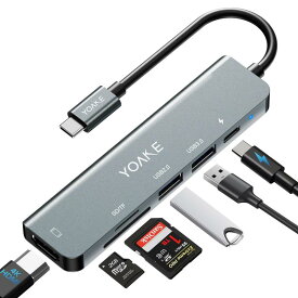 YOAKE USB C ハブ 6-in-1アダプタ 4K HDMI Type-c ドッキングステーション PD 100W USB3.0 高速データ転送 SD/TFカード Macbook/Samsung/iPad Proなど対応