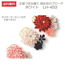 タカギ つまみ 七五三 髪飾り【ドラマで注目の和装小物】【タカギ繊維】 【パナミ手芸】正絹つまみ細工ブローチハンドメイドキット 『正絹つまみ細工 煌めきのブローチ』 （白） LH-453【スターターセット付きも選べます】