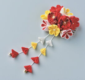 つまみ細工 七五三 髪飾り 成人式 手作りキット かんざし 手芸キット クラフト【ドラマ で注目の和装小物】タカギ繊維 京ちりめんつまみ細工はなやぎ髪飾り（赤）　LH-427【スターターセット付きも選べます】