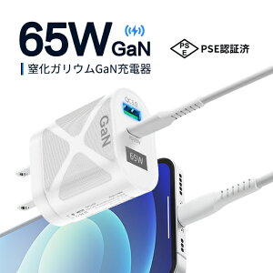 GaN �}���[�d�� PD 65W �[�d�� USB �^�C�vc TypeC AC�A�_�v�^�[ PSE�F�؍� �����K���E�� 2�|�[�g