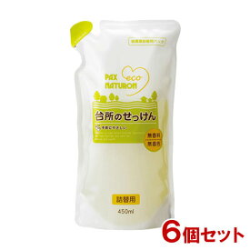 送料無料 パックスナチュロン 台所のせっけん 詰替用 450ml×6個セット PAX NATURON 太陽油脂