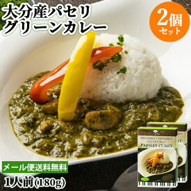 大分県産パセリ＆おおいた冠地どり 大分パセリカレー 1人前(180g)×2個セット グリーンカレー レトルトカレー アダージョ Adagio【メール便送料無料】